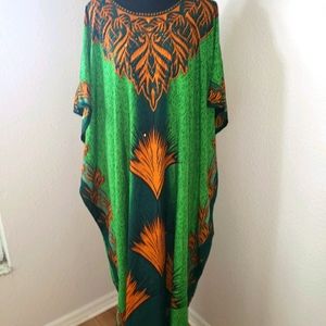 New Green and Gold Kaftan Abaya Cover-up D…